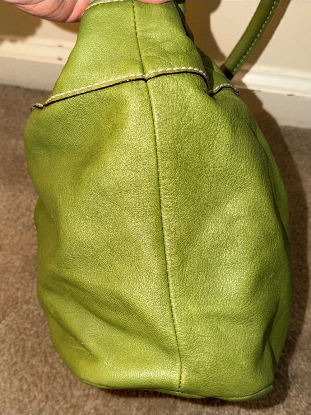 Tignanello Green Leather Shoulder Tote (EUC) - Picture 8 of 16